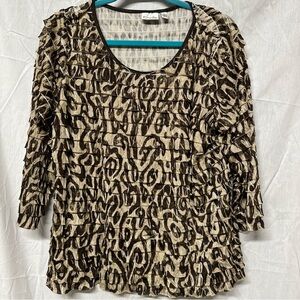 Kim Rogers Black and Tan Textured Blouse